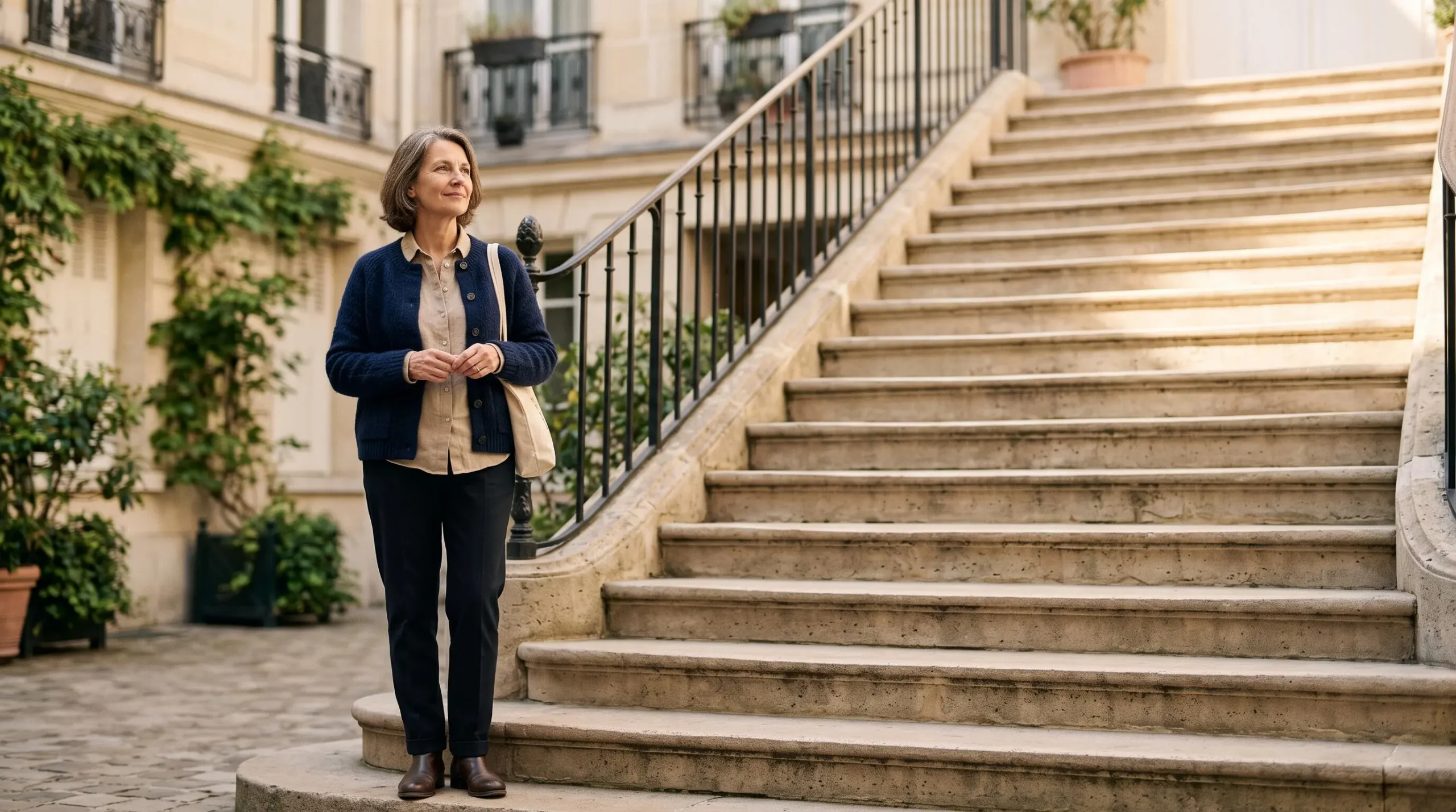 Escalier de lumière dorée symbolisant les gains progressivement et definitivement securises d'une assurance-vie en fonds euros