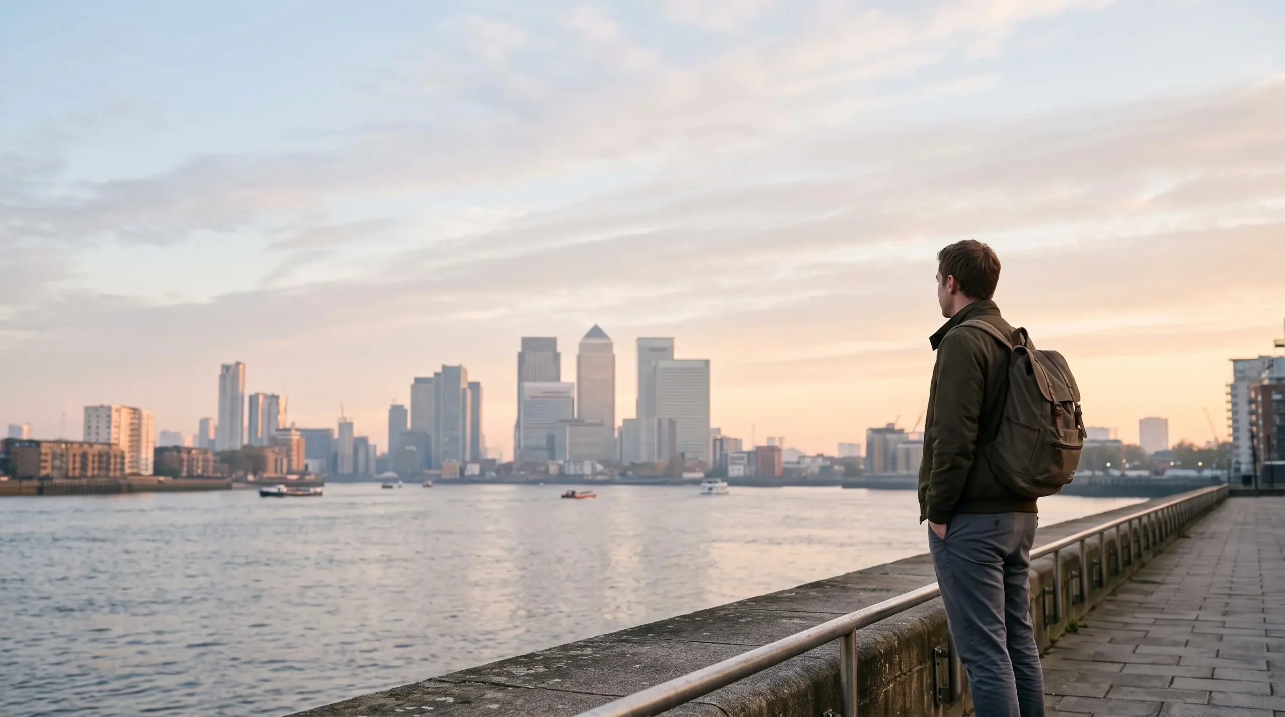 Une personne se tient face à un vaste horizon urbain au lever du jour, symbolisant l'épargnant ordinaire face à l'immensité des marchés financiers
