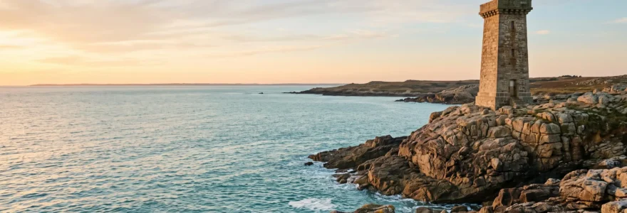 Phare en pierre dressé face à une mer calme au lever du soleil, symbole de la garantie du capital et de la stabilité des fonds euros